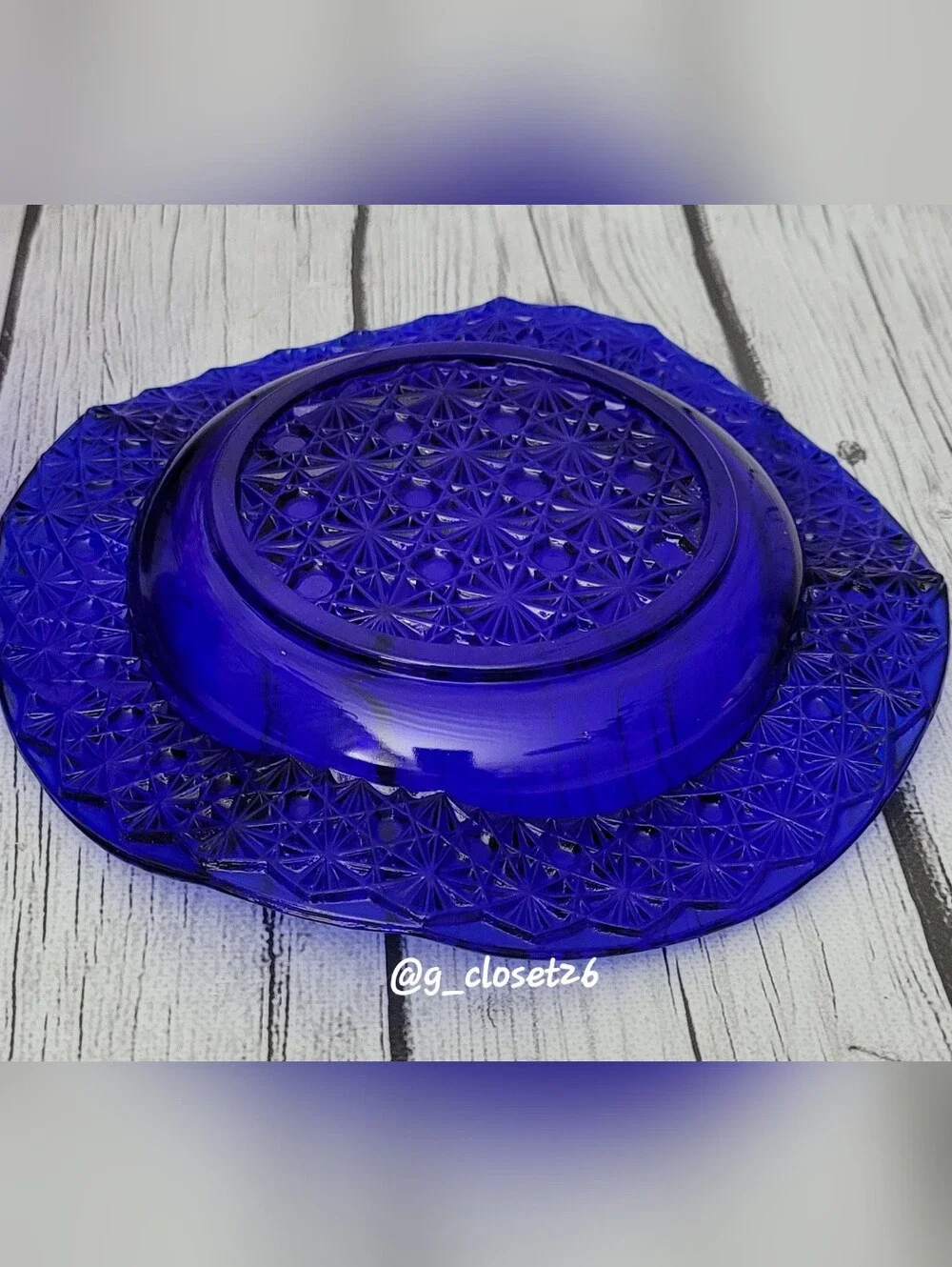 Vtg. Cobalt Blue Glass Butter Dish with Dome Lid
